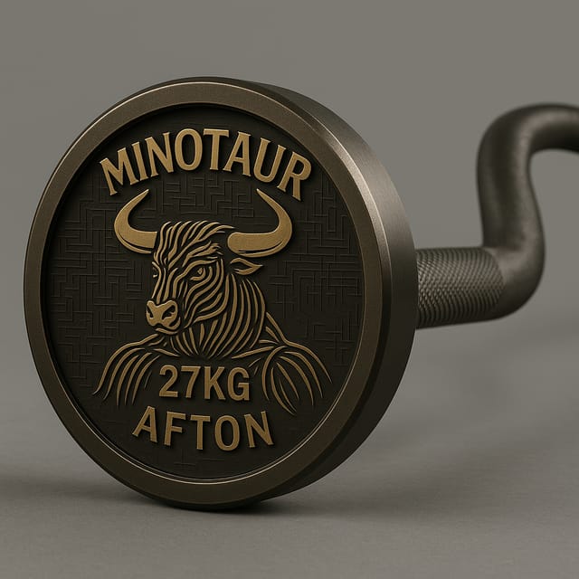 AFTON Minotaur – 27KG Cambered Squat Bar (Aggressive Knurl, 2388mm)